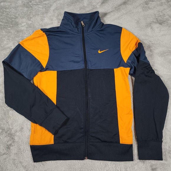 Nike Other - Nike Track Jacket Mens Small Navy‎ Blue Orange Full Zip Athletic Swoosh Logo